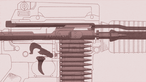 up close schematic animation of the ar15 direct gas impingement system
