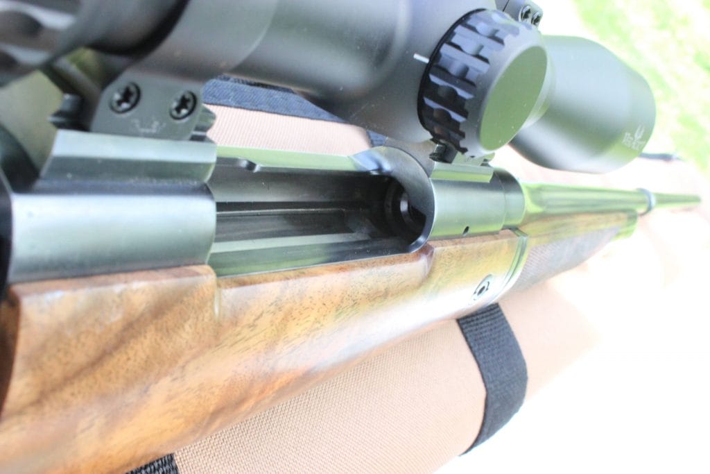 looking down the barrel of a single action rifle