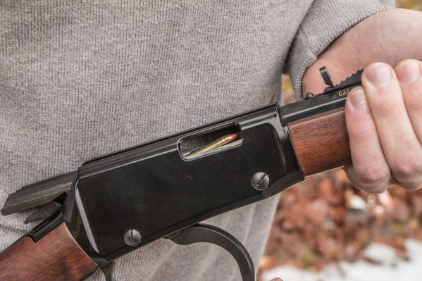 a picture of a Henry lever-action octagon barrel rifle