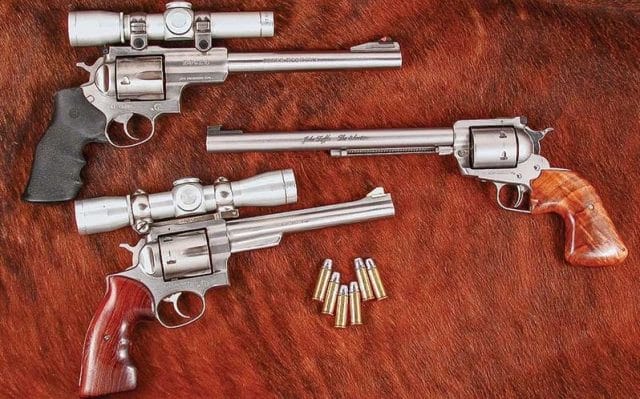 a picture of a Ruger Redhawk, Super Blackhawk and Super Redhawk in .44 Magnum
