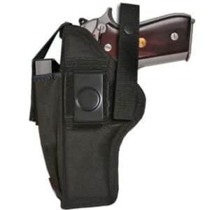 The Ace Case Holster for Kel-tec PMR-30 clips onto the waistband or feeds through a belt securely