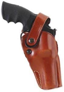 The Dual Action Outdoorsman Holster by Galco has an adjustable retention screw and the leather retention strap for more security