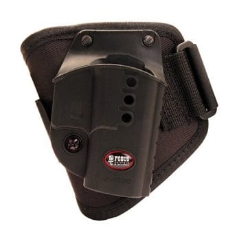 The Fobus GL43NDA Glock 43 Ankle Holster for Right Hand Draw incorporates a ¾ inch thick suede lined cordura pad