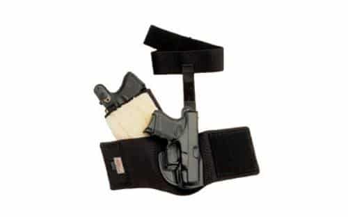 The Galco AG800 Ankle Glove Holster for Glock 43 comprises a Premium Steerhide body & retention strap.