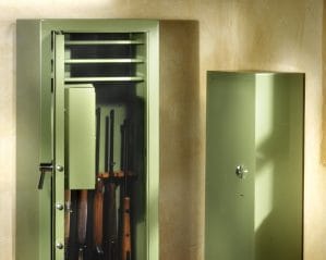 image of gun safe with rifles inside