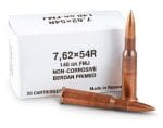 Box of Russian made 7.62x54mmR bullets non-corrosive, Berdan primed in a box