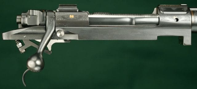 Close up schematic of a rifle bolt action