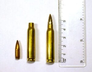 Length to ratio measurement of a bullet. 