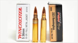 The 223 Remington and 5.56mm Winchester ammo look nearly identical but may have different specifications 