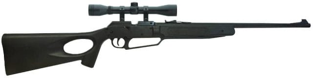 black pellet gun with a scope