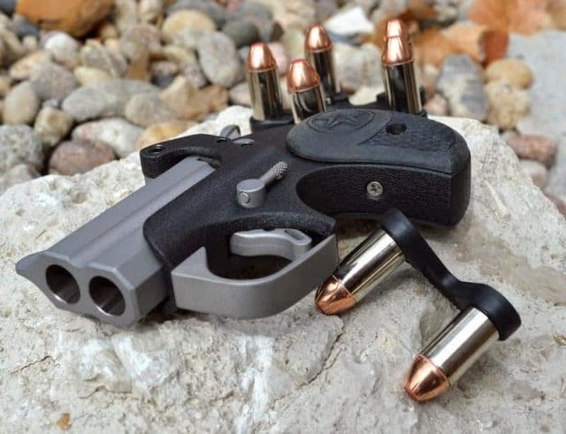 The Bond Arms Backup features a patented rebounding hammer and is designed to fire heavy duty .45 ACP rounds.