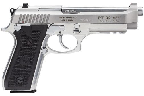The Taurus PT 92 has double-action/single-action lockwork and an open-topped steel slide