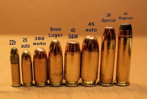 a picture of different rounds from 22lr to 44 magnum