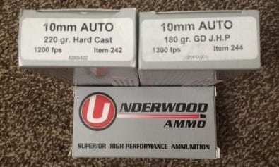 a picture of underwood hot 10mm ammo boxes