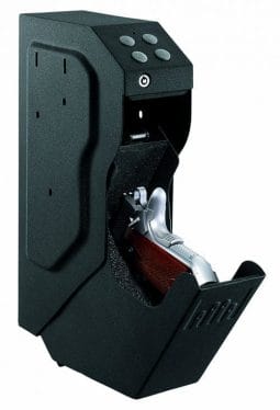 The GunVault SV500 Car Gun Safe for Trucks is built from 18 gauge steel