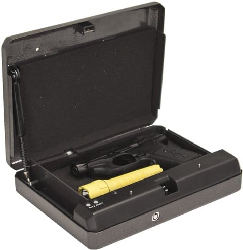 The Liberty Handgun Vault HD 100 Quick Combo Vault is Designed to protect handguns as well as cell phones, passports and other important documents.