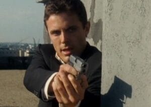 Casey Affleck aiming a Kahr MK9 in a movie