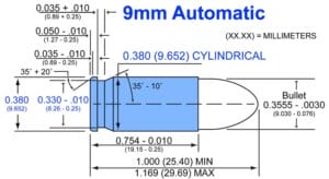 9mm Automatic Ammo Measurement Diagram