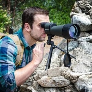 Image of man with Barska 30-90x100 WP Gladiator Spotting Scope