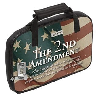 Image of Vaultz Locking Soft-Sided 2nd Amendment Flag Handgun Case