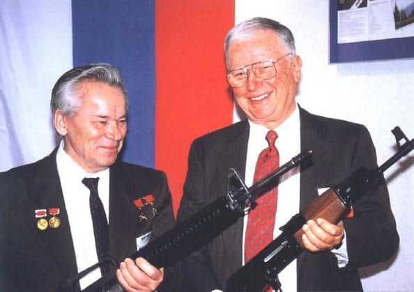 Eugene Stoner with Mikhail Kalashnikov