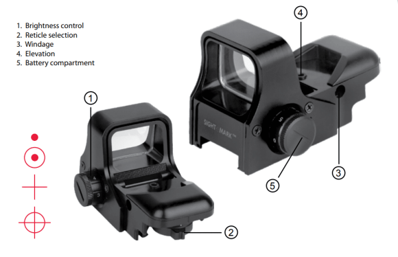 a picture of the Sightmark Ultra Shot's adjustment screws
