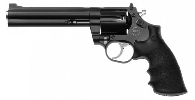 The Nighthawk Korth Mongoose .357 magnum revolver with a 6-inch barrel