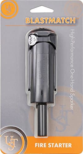 the UST Blastmatch Fire Starter is comprised of a tungsten carbide striker and a patented flint bar