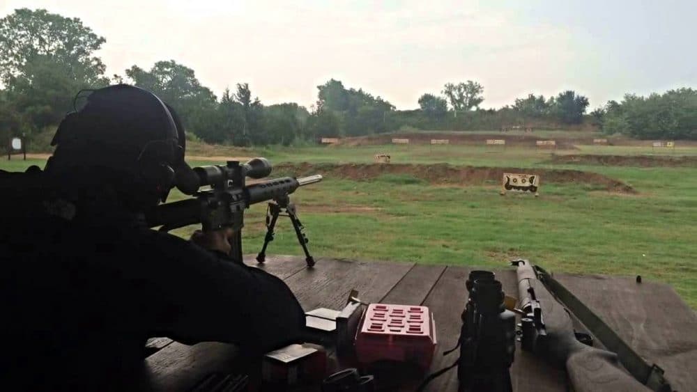 Shooting at the range with an AR-15 with a bipod