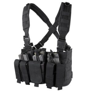 The Condor MCR5 Chest Rig is constructed with a nylon material, with thick stitching in all the right places