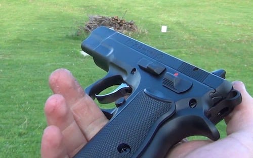 CZ37b Semi Automatic pistol for held in hand to show size 
