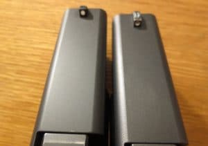 a picture of Glock the Gen 4 Finish Melonite compared with Gen 3 Tenifer