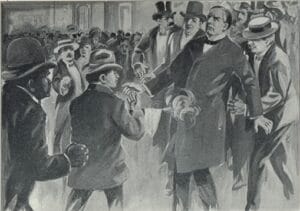 A picture depicting the assassination of President William McKinley.