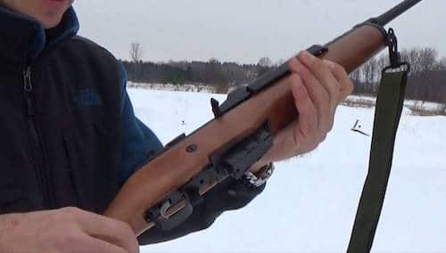 Ruger Mini 14 rifle in winter