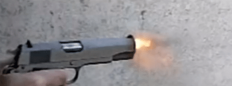 45 ACP bullet fired from a 1911 semi-automatic pistol