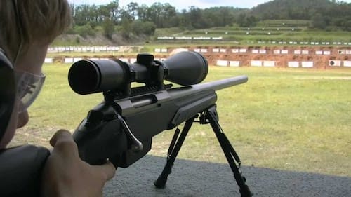 Tikka T3 gun being tested at the range using a scope
