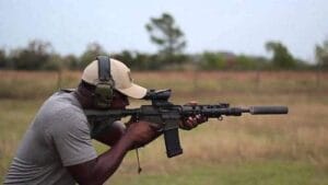 AR-15 shooting suppressed
