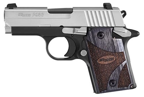 The 9mm Sig P938 demi-automatic pistol comes in both 6 round and 7 round (extended model) magazine capacity