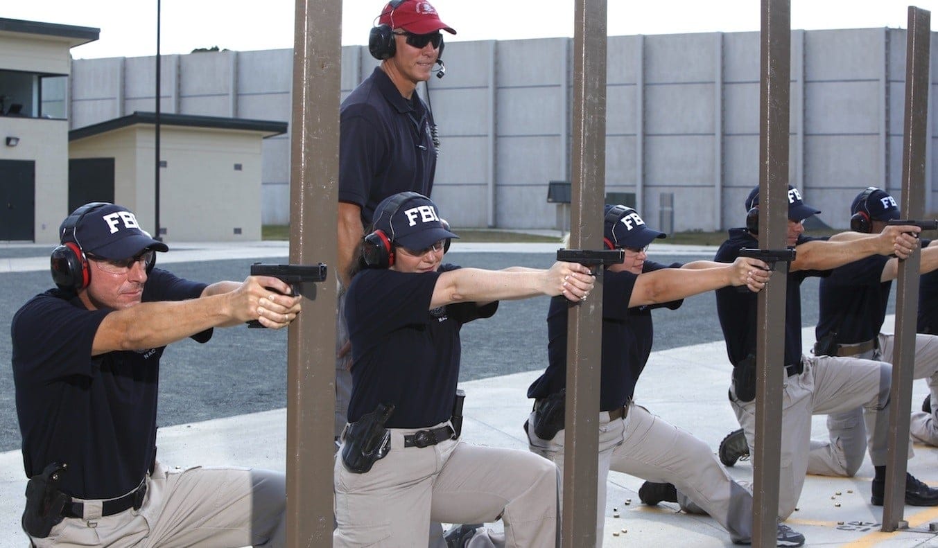 A picture showing FBI agents doing practice shooting