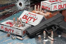 A picture of a Glock with Hornady ammo