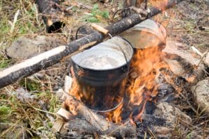 boiling pail with water