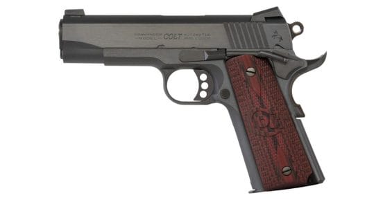 Colt Combat Commander features a beavertail grip safety, G10 grips, and durable spring recoil system