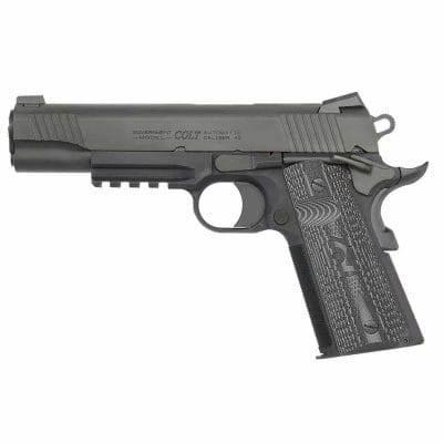 The Colt Combat Unit Rail 1911 Pistol is designed for tactical/combat purposes and sports a rail