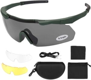 XAegis Tactical Eyewear 3 Interchangeable Lenses Outdoor Unisex Shooting Glasses