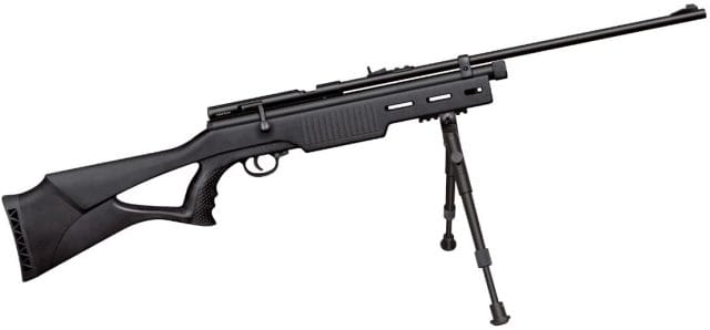 The Beeman Airl Rifle 177 Caliber has a max muzzle velocity of 1200 fps measured by HAM and equipped with fiber optic iron sights