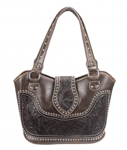 Montana West Concealed Carry Tooled Leather Shoulder Purse