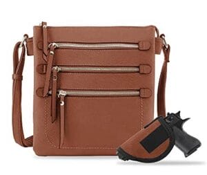 Triple Zip Pockets Concealed Carry Bag with Lock and Key