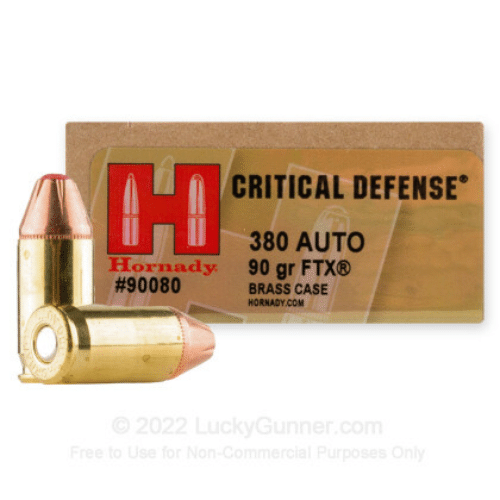 380 Auto - 90 Grain FTX - Hornady Critical Defense Ammo uses Hornady's patented Flex Tip bullet