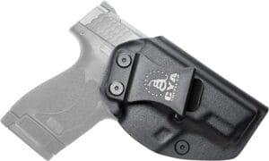 The CYA Supply Co. Base IWB Holster has a smooth draw, easy re-holstering, is made of durable material, and has adjustable retention.