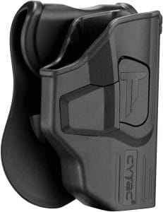 CYTAC OWB Holster automatically locks on the trigger when weapon is inserted
